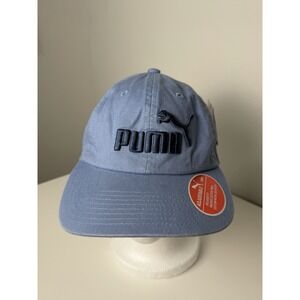Puma Cotton Blue Hat Blue One Size Adjustable Embroidered Logo‎ Vent Holes New